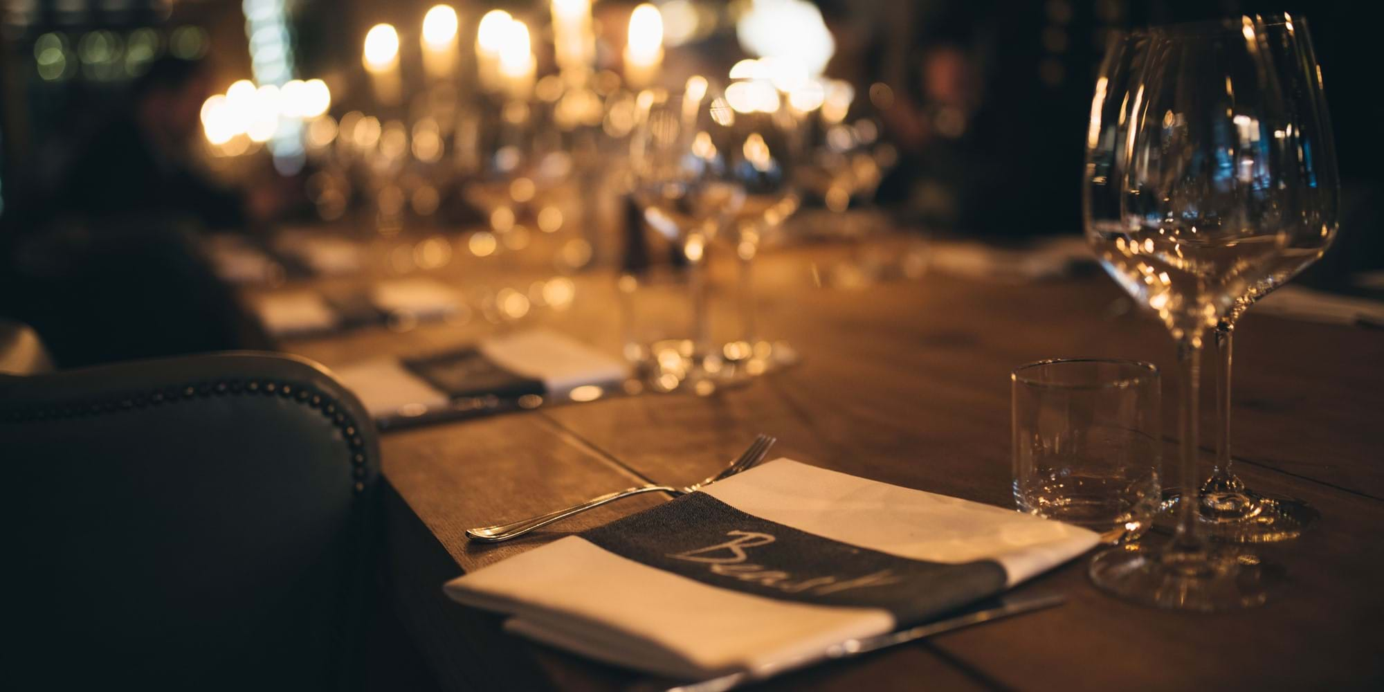 napkin and wine glass on table